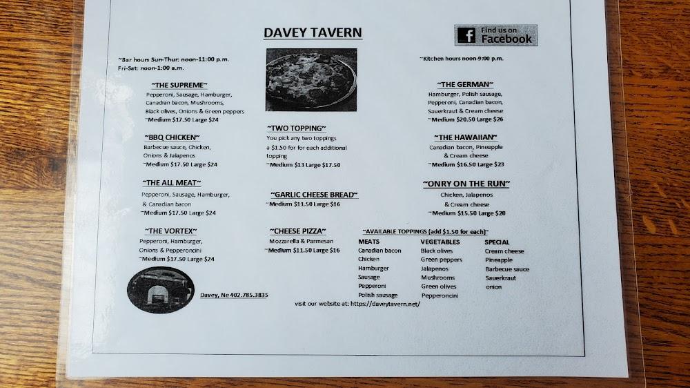 Davey Tavern Menu image 2